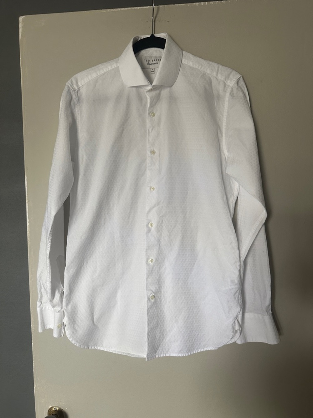 Ted Baker Men's White Textured Spread-Collar Dress Shirt